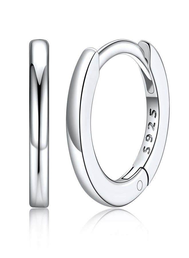 Silvora 8mm Hoop Earrings Small Huggie Hoop Earrings Silver Hoops Earrings for Women Hypoallergenic Lightweight Cartilage Earring - Image 1